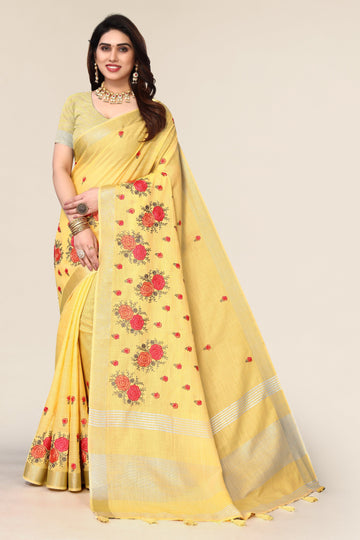 Ethnic Motifs Zari Woven Design Banarasi Saree
